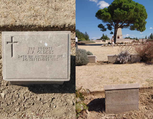 Er James Arthur Geddes'in mezar taşı